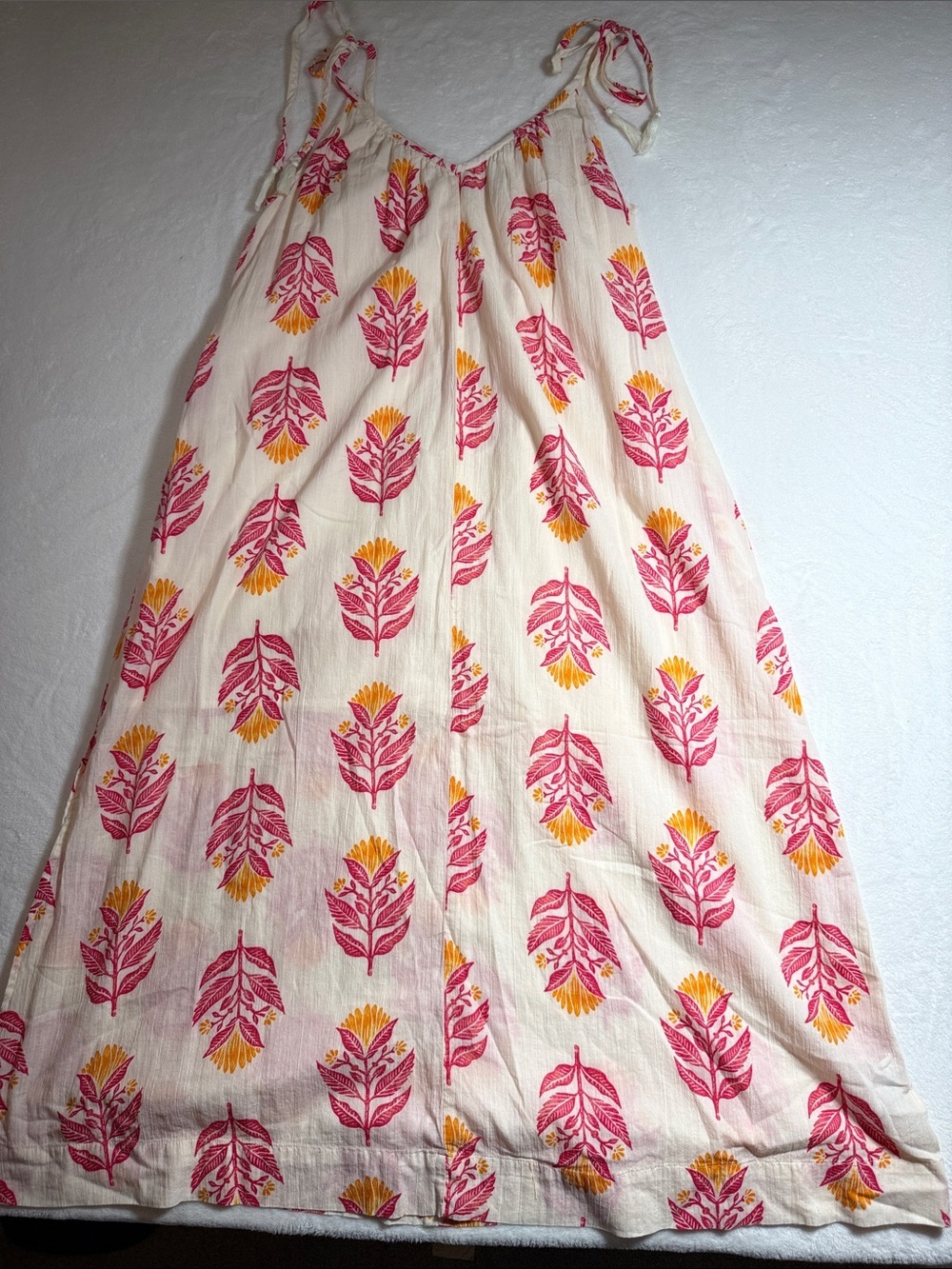 Old Navy Cream Maxi Dress with Pink and Yellow Floral Print